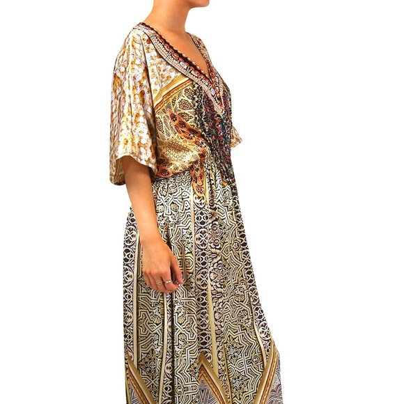 Maxi Satin Kaftan | Designer Kaftans on Sale 70% OFF Caftan Sale - Picture 2 of 5